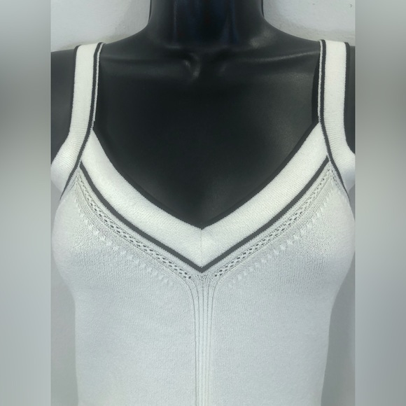 Vintage Olo Cream/Black Trim Designer Knit Shell Tank Top Sz S - Picture 4 of 7